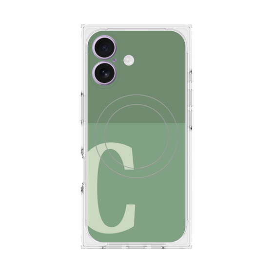 プレミアムスクエアケース with MagSafe［ オリジナル - initial two tone - C green ］