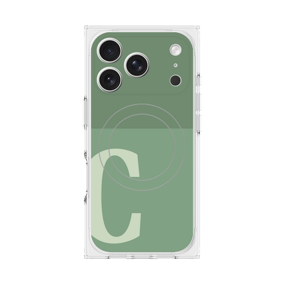 プレミアムスクエアケース with MagSafe［ オリジナル - initial two tone - C green ］