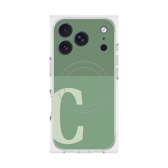 プレミアムスクエアケース with MagSafe［ オリジナル - initial two tone - C green ］