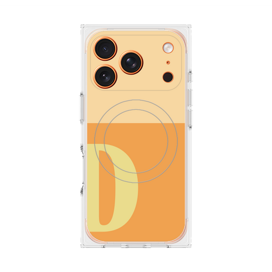 プレミアムスクエアケース with MagSafe［ オリジナル - initial two tone - D orange ］