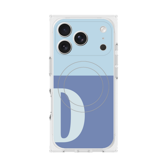 プレミアムスクエアケース with MagSafe［ オリジナル - initial two tone - D blue ］