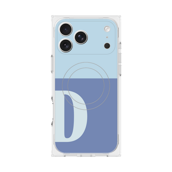 プレミアムスクエアケース with MagSafe［ オリジナル - initial two tone - D blue ］