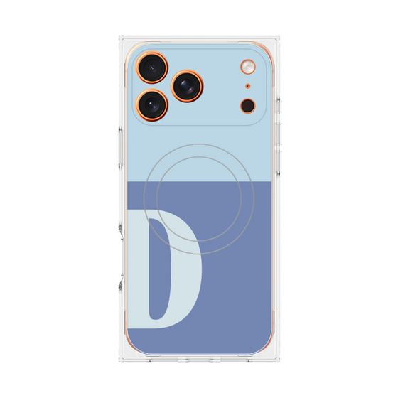 プレミアムスクエアケース with MagSafe［ オリジナル - initial two tone - D blue ］