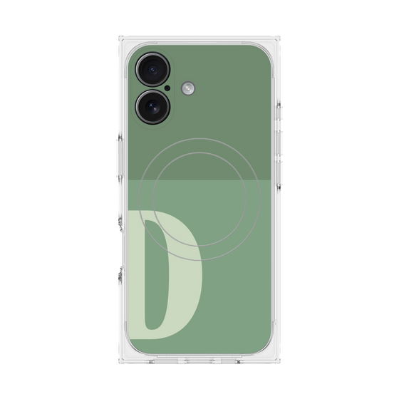 プレミアムスクエアケース with MagSafe［ オリジナル - initial two tone - D green ］