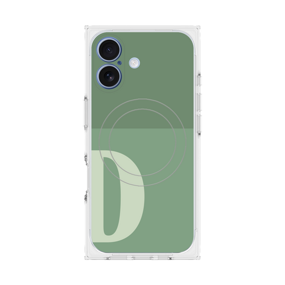 プレミアムスクエアケース with MagSafe［ オリジナル - initial two tone - D green ］