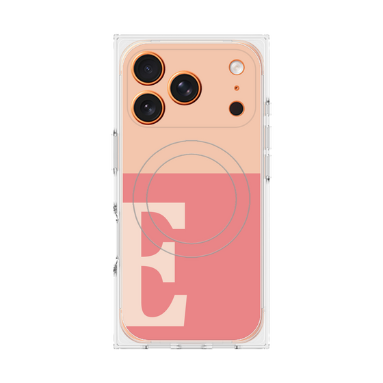 プレミアムスクエアケース with MagSafe［ オリジナル - initial two tone - E pink ］