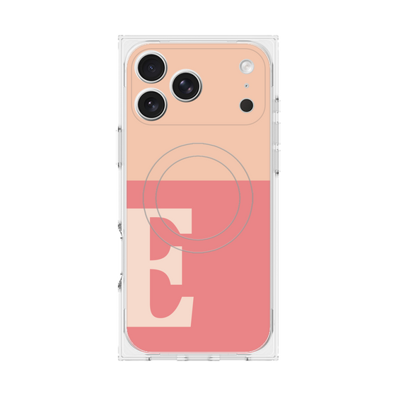 プレミアムスクエアケース with MagSafe［ オリジナル - initial two tone - E pink ］