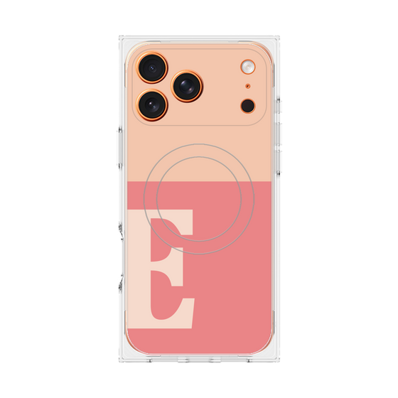 プレミアムスクエアケース with MagSafe［ オリジナル - initial two tone - E pink ］