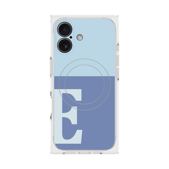 プレミアムスクエアケース with MagSafe［ オリジナル - initial two tone - E blue ］