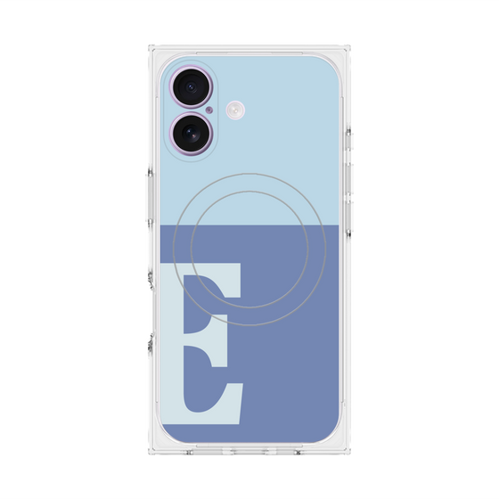 プレミアムスクエアケース with MagSafe［ オリジナル - initial two tone - E blue ］