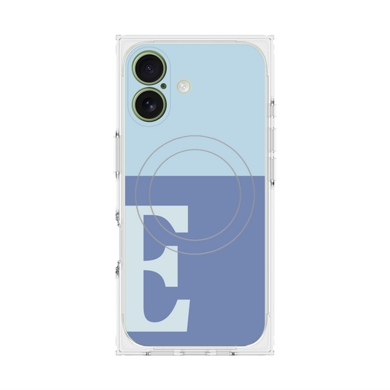 プレミアムスクエアケース with MagSafe［ オリジナル - initial two tone - E blue ］