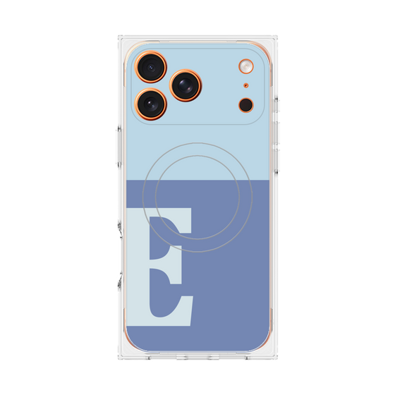 プレミアムスクエアケース with MagSafe［ オリジナル - initial two tone - E blue ］