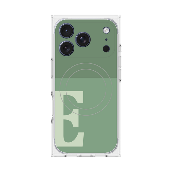 プレミアムスクエアケース with MagSafe［ オリジナル - initial two tone - E green ］