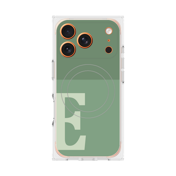 プレミアムスクエアケース with MagSafe［ オリジナル - initial two tone - E green ］