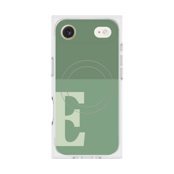 プレミアムスクエアケース with MagSafe［ オリジナル - initial two tone - E green ］