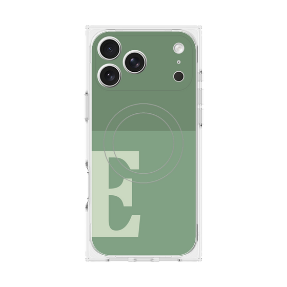 プレミアムスクエアケース with MagSafe［ オリジナル - initial two tone - E green ］