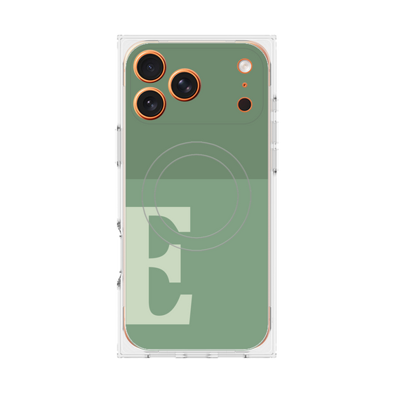 プレミアムスクエアケース with MagSafe［ オリジナル - initial two tone - E green ］