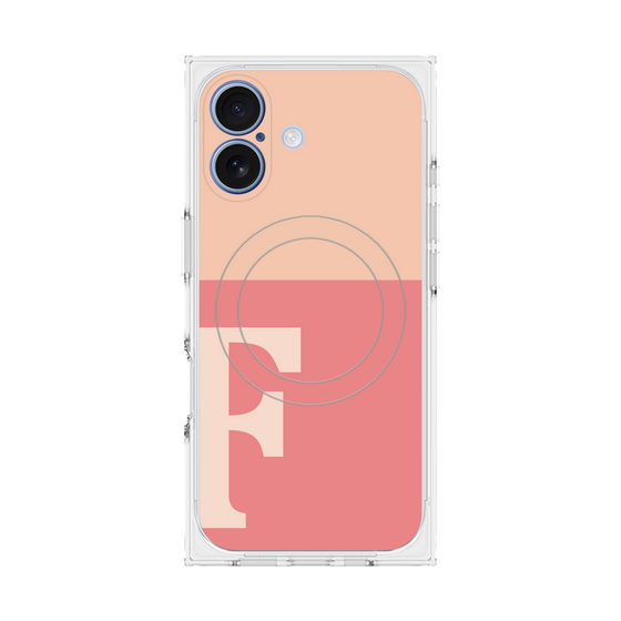 プレミアムスクエアケース with MagSafe［ オリジナル - initial two tone - F pink ］