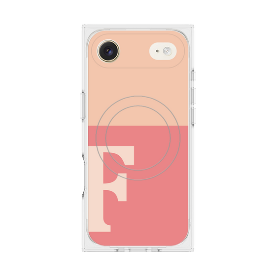 プレミアムスクエアケース with MagSafe［ オリジナル - initial two tone - F pink ］