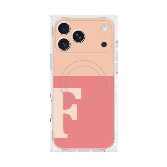 プレミアムスクエアケース with MagSafe［ オリジナル - initial two tone - F pink ］