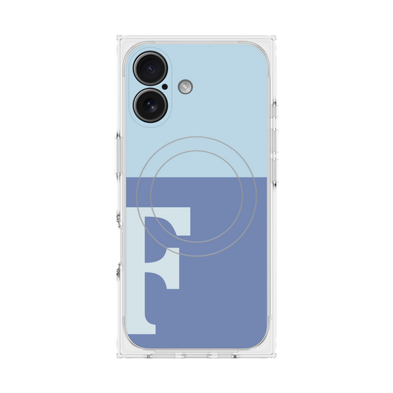プレミアムスクエアケース with MagSafe［ オリジナル - initial two tone - F blue ］
