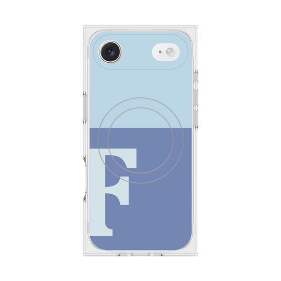 プレミアムスクエアケース with MagSafe［ オリジナル - initial two tone - F blue ］