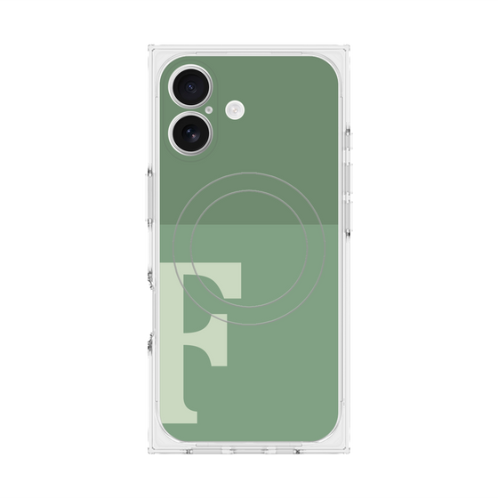 プレミアムスクエアケース with MagSafe［ オリジナル - initial two tone - F green ］