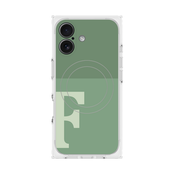 プレミアムスクエアケース with MagSafe［ オリジナル - initial two tone - F green ］