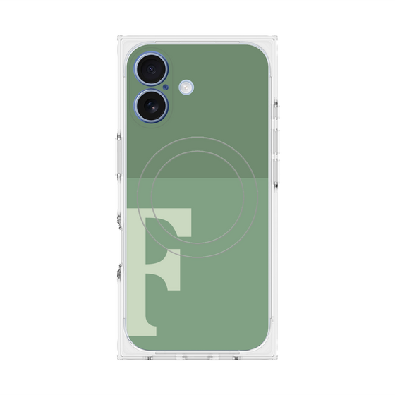 プレミアムスクエアケース with MagSafe［ オリジナル - initial two tone - F green ］