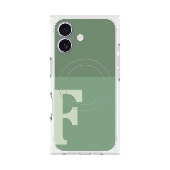 プレミアムスクエアケース with MagSafe［ オリジナル - initial two tone - F green ］
