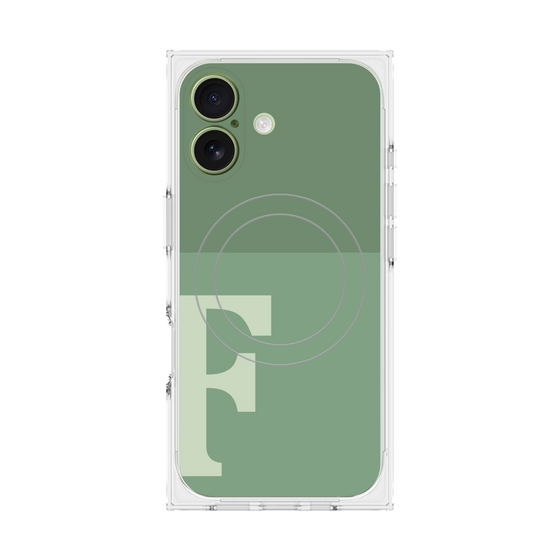 プレミアムスクエアケース with MagSafe［ オリジナル - initial two tone - F green ］