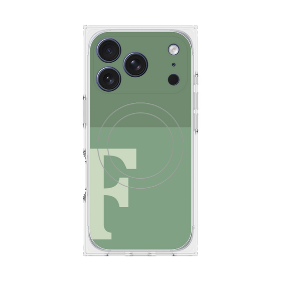 プレミアムスクエアケース with MagSafe［ オリジナル - initial two tone - F green ］