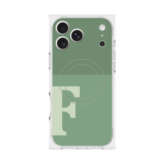プレミアムスクエアケース with MagSafe［ オリジナル - initial two tone - F green ］