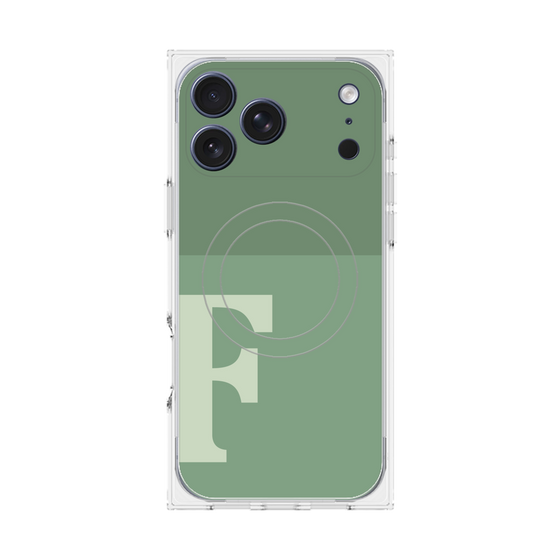 プレミアムスクエアケース with MagSafe［ オリジナル - initial two tone - F green ］