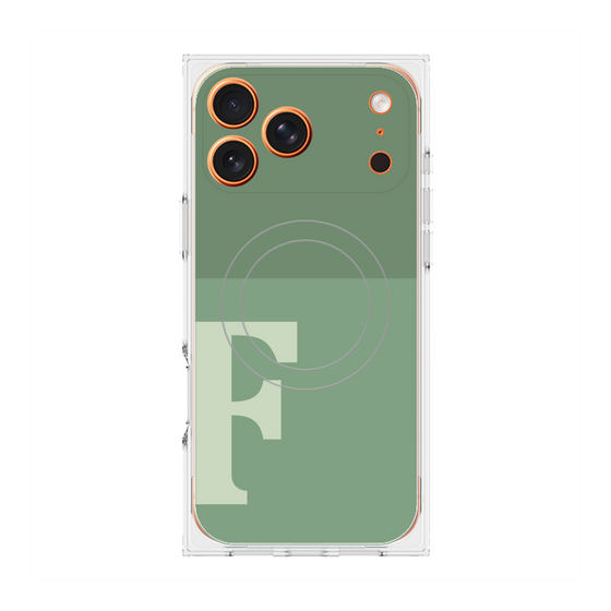プレミアムスクエアケース with MagSafe［ オリジナル - initial two tone - F green ］