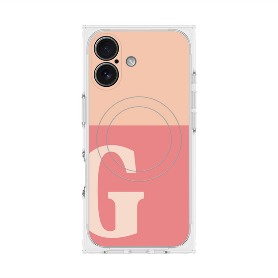 プレミアムスクエアケース with MagSafe［ オリジナル - initial two tone - G pink ］