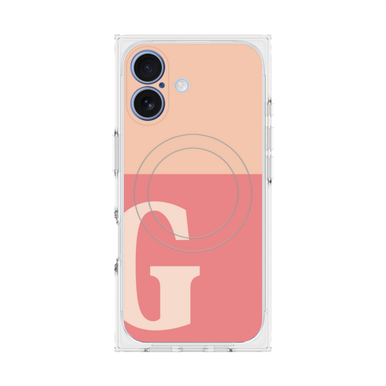 プレミアムスクエアケース with MagSafe［ オリジナル - initial two tone - G pink ］