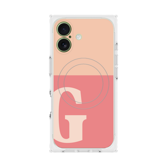 プレミアムスクエアケース with MagSafe［ オリジナル - initial two tone - G pink ］
