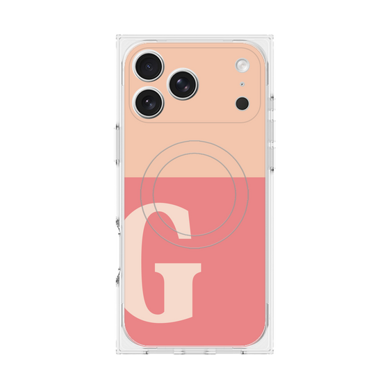 プレミアムスクエアケース with MagSafe［ オリジナル - initial two tone - G pink ］