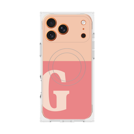 プレミアムスクエアケース with MagSafe［ オリジナル - initial two tone - G pink ］