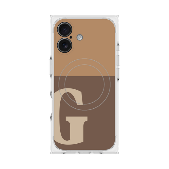 プレミアムスクエアケース with MagSafe［ オリジナル - initial two tone - G brown ］