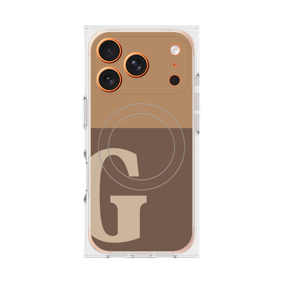 プレミアムスクエアケース with MagSafe［ オリジナル - initial two tone - G brown ］