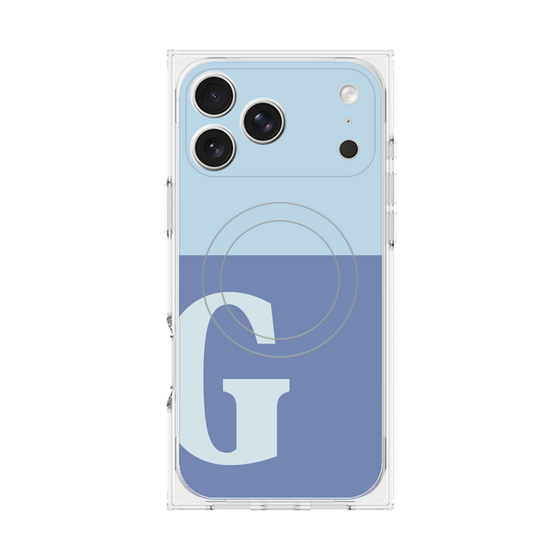 プレミアムスクエアケース with MagSafe［ オリジナル - initial two tone - G blue ］
