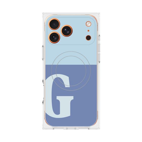 プレミアムスクエアケース with MagSafe［ オリジナル - initial two tone - G blue ］