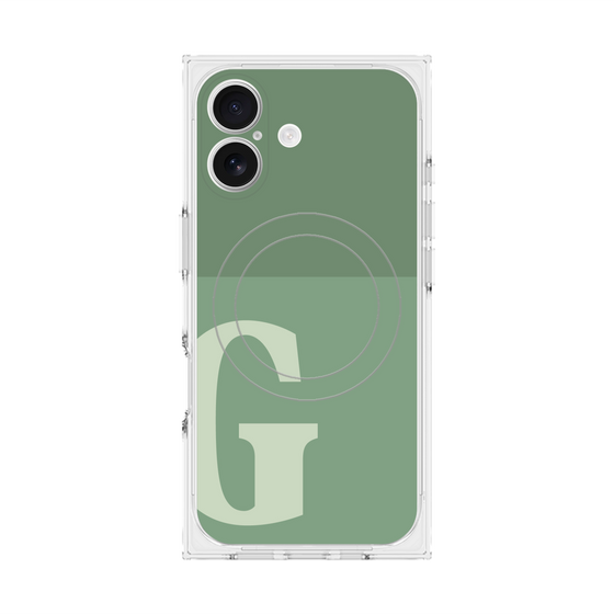 プレミアムスクエアケース with MagSafe［ オリジナル - initial two tone - G green ］