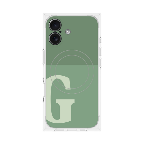 プレミアムスクエアケース with MagSafe［ オリジナル - initial two tone - G green ］