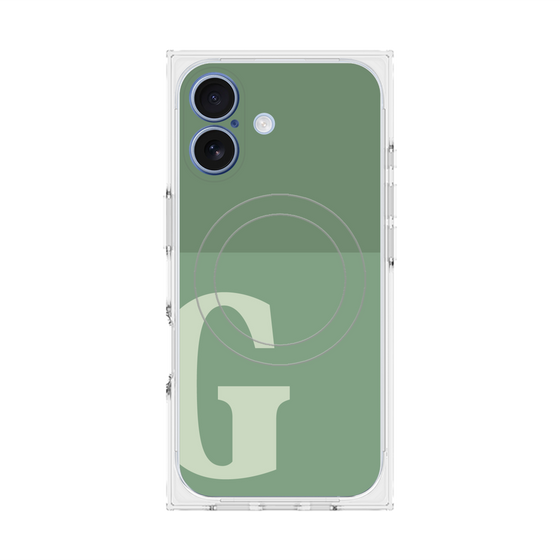 プレミアムスクエアケース with MagSafe［ オリジナル - initial two tone - G green ］