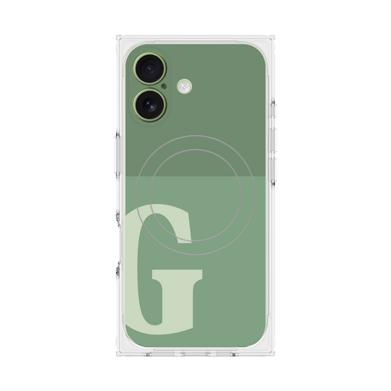 プレミアムスクエアケース with MagSafe［ オリジナル - initial two tone - G green ］