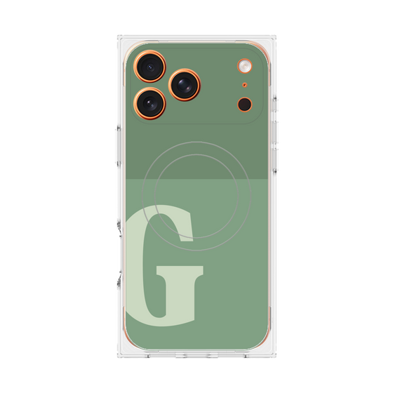 プレミアムスクエアケース with MagSafe［ オリジナル - initial two tone - G green ］