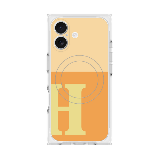 プレミアムスクエアケース with MagSafe［ オリジナル - initial two tone - H orange ］